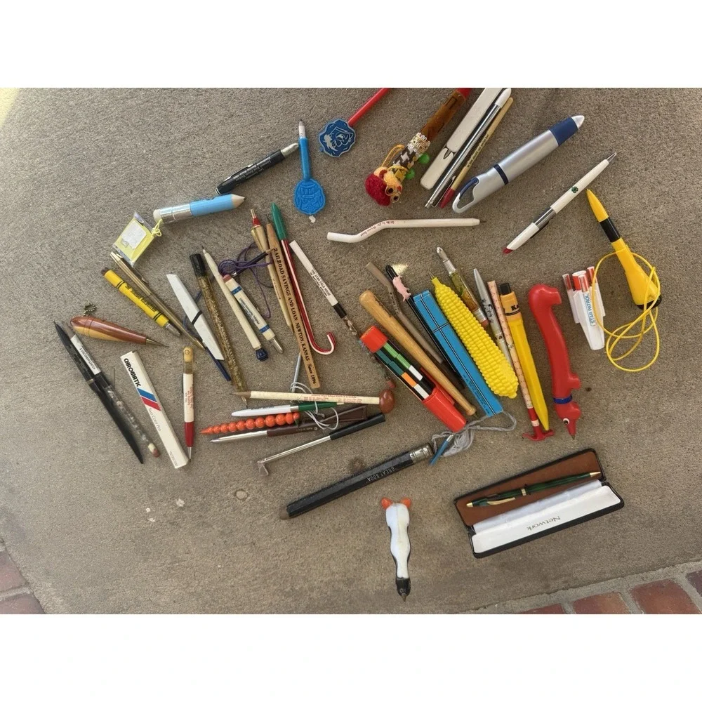 Vintage Lot Of Writing Pens And Pencils Advertisement Rare Quirky
